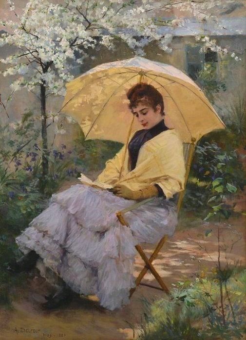 505x697 Edelfelt, Albert (B,1854) Woman Amp Parasol, 1886 2b Read 01c - Famous Painting Woman With Umbrella