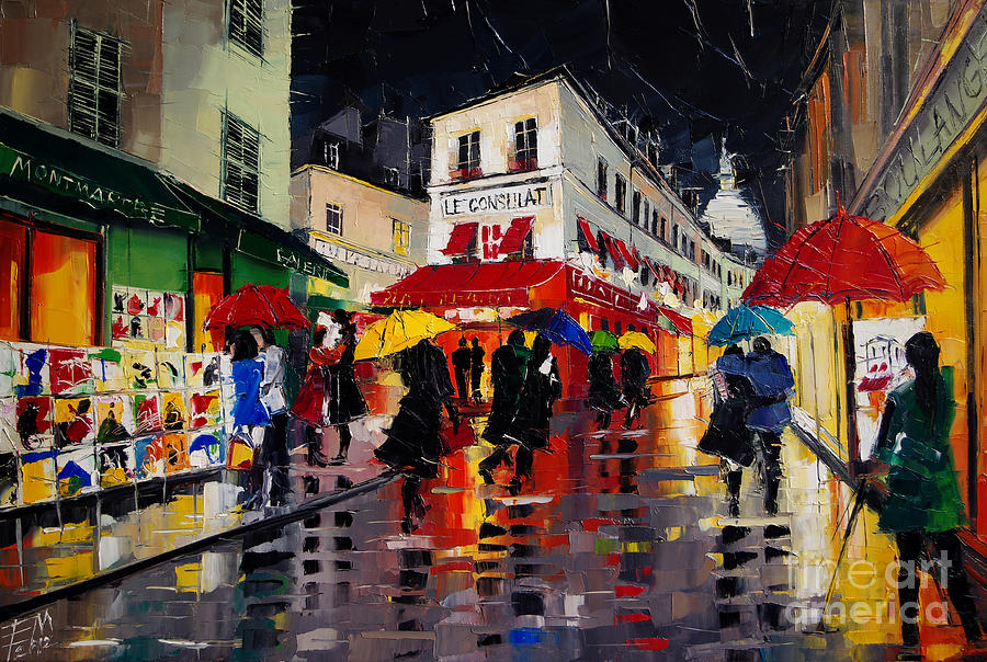 900x604 The Umbrellas Of Montmartre - Famous Paris Street Painting