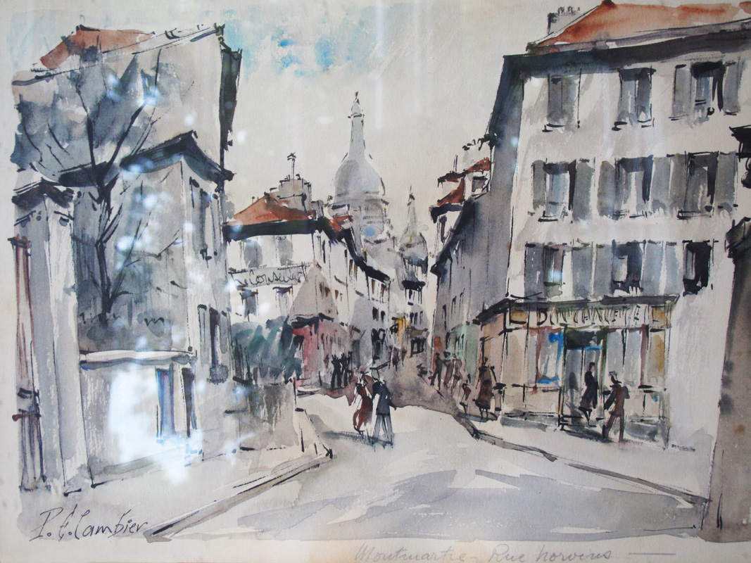 1067x800 Pierre Cambier (1914 2001) Watercolour Of Paris Street Scene - Famous Paris Street Scene Painting