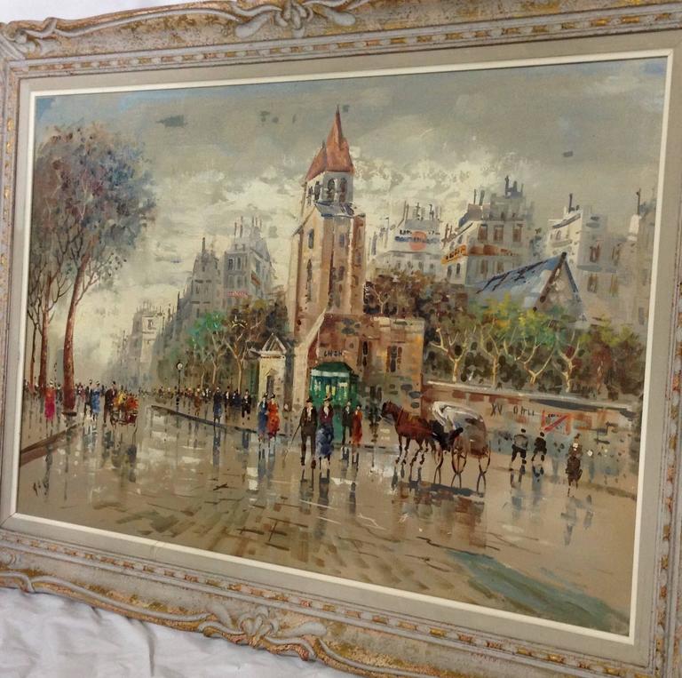 768x763 Antonio Devity Original Oil On Canvas Paris Street Scene, Signed - Famous Paris Street Scene Painting