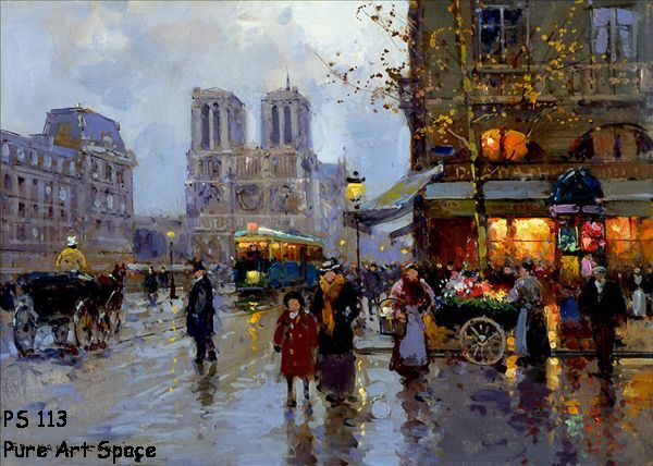 600x428 Pairs Street Painting,cheap Painting ,knife Oil Painting ,heavy - Famous Paris Street Scene Painting