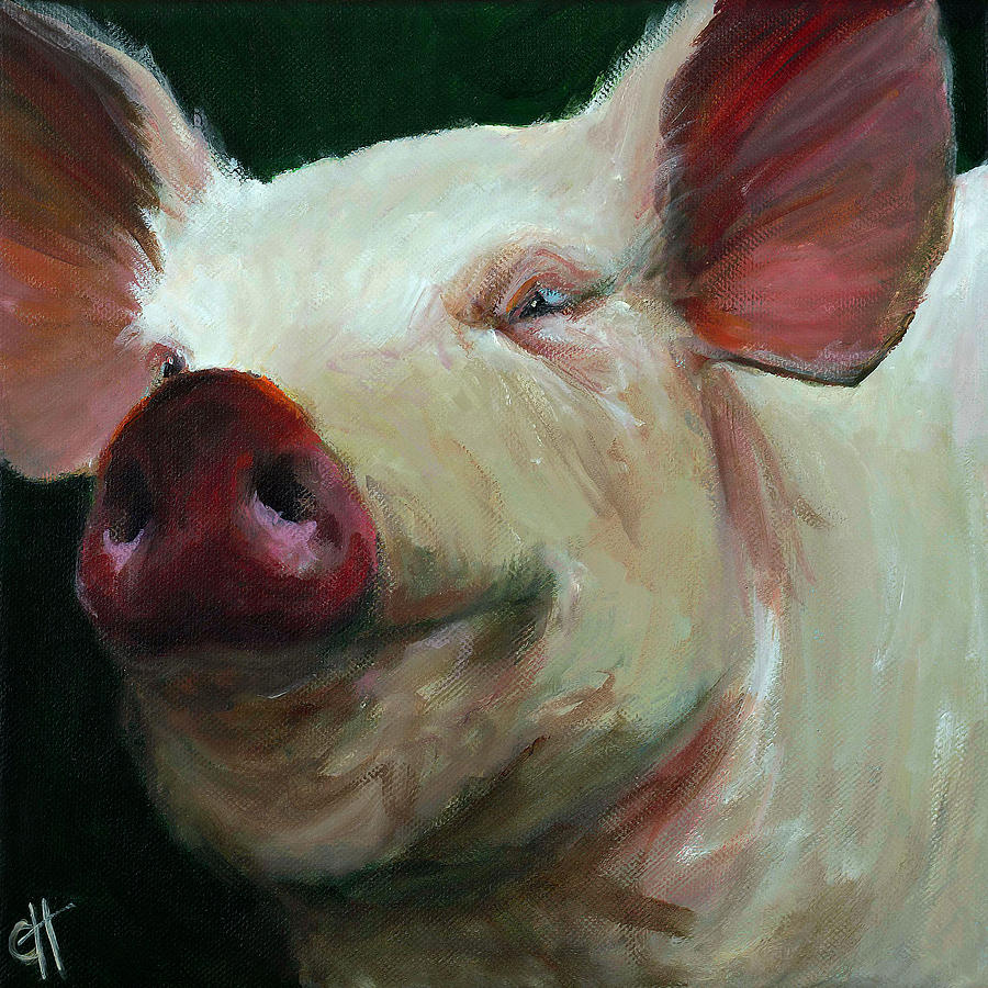 900x900 Parker The Pig Painting By Cari Humphry - Famous Pig Painting