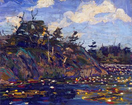 450x358 The Lily Pond Painting, Atom Thomson Paintings Reproduction, We - Famous Pond Painting