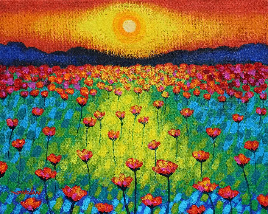 900x718 Sunburst Poppies Painting By John Nolan - Famous Poppies Painting