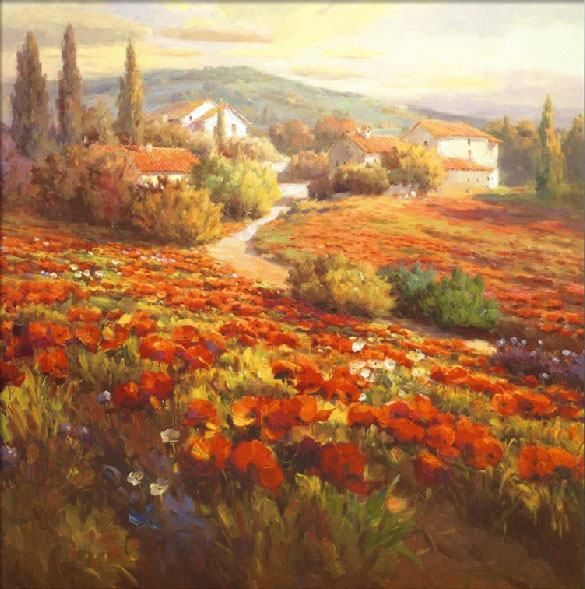 585x589 Heinz Scholnhammer Paintings - Famous Poppies Painting