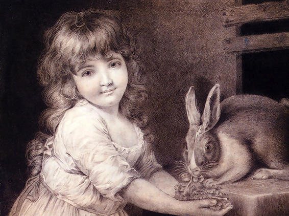 566x422 Nancy's Daily Dish Children And Their Pet Rabbits ~ Antique Oil - Famous Rabbit Painting