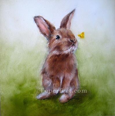 397x400 Bunny Butterfly Painting In Oil For Sale - Famous Rabbit Painting