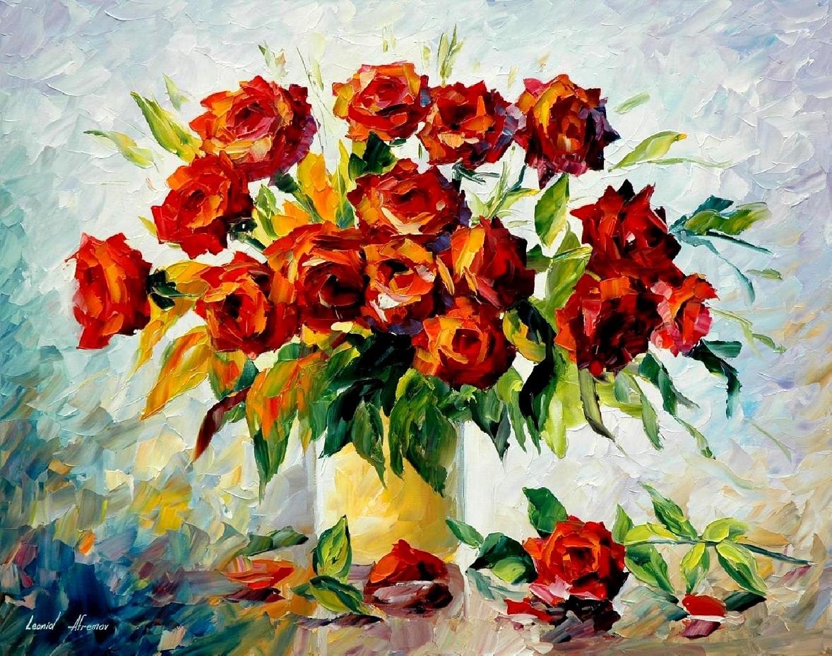 1178x929 Leonid Afremov, Oil On Canvas, Palette Knife, Buy Original - Famous Rose Painting