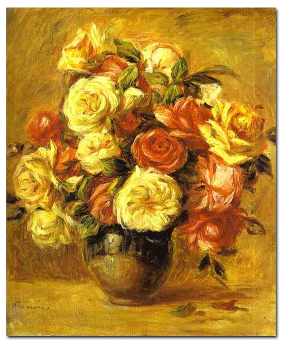 573x700 Bouquet Of Roses (Bouquet De Roses) - Famous Rose Painting
