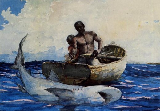 520x361 Winslow Homer Shark Fishing Painting - Famous Shark Painting