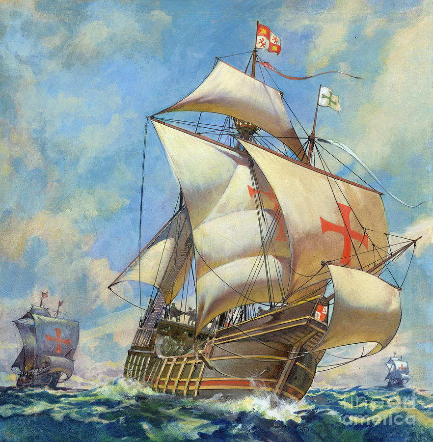 882x900 The Santa Maria Painting By James Edwin Mcconnell - Famous Ship Painting