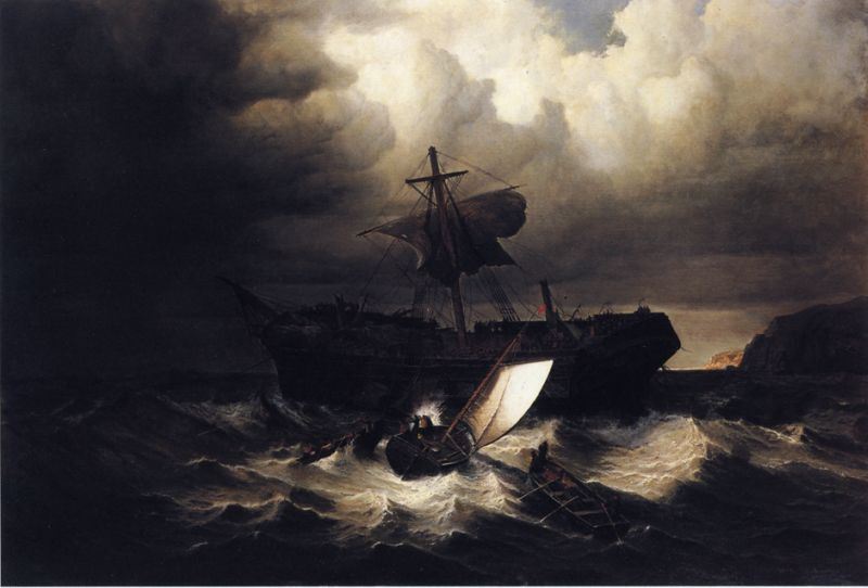 800x542 William Bradford The Wreck Of An Emigrant Ship On The Coast Of New - Famous Ship Painting