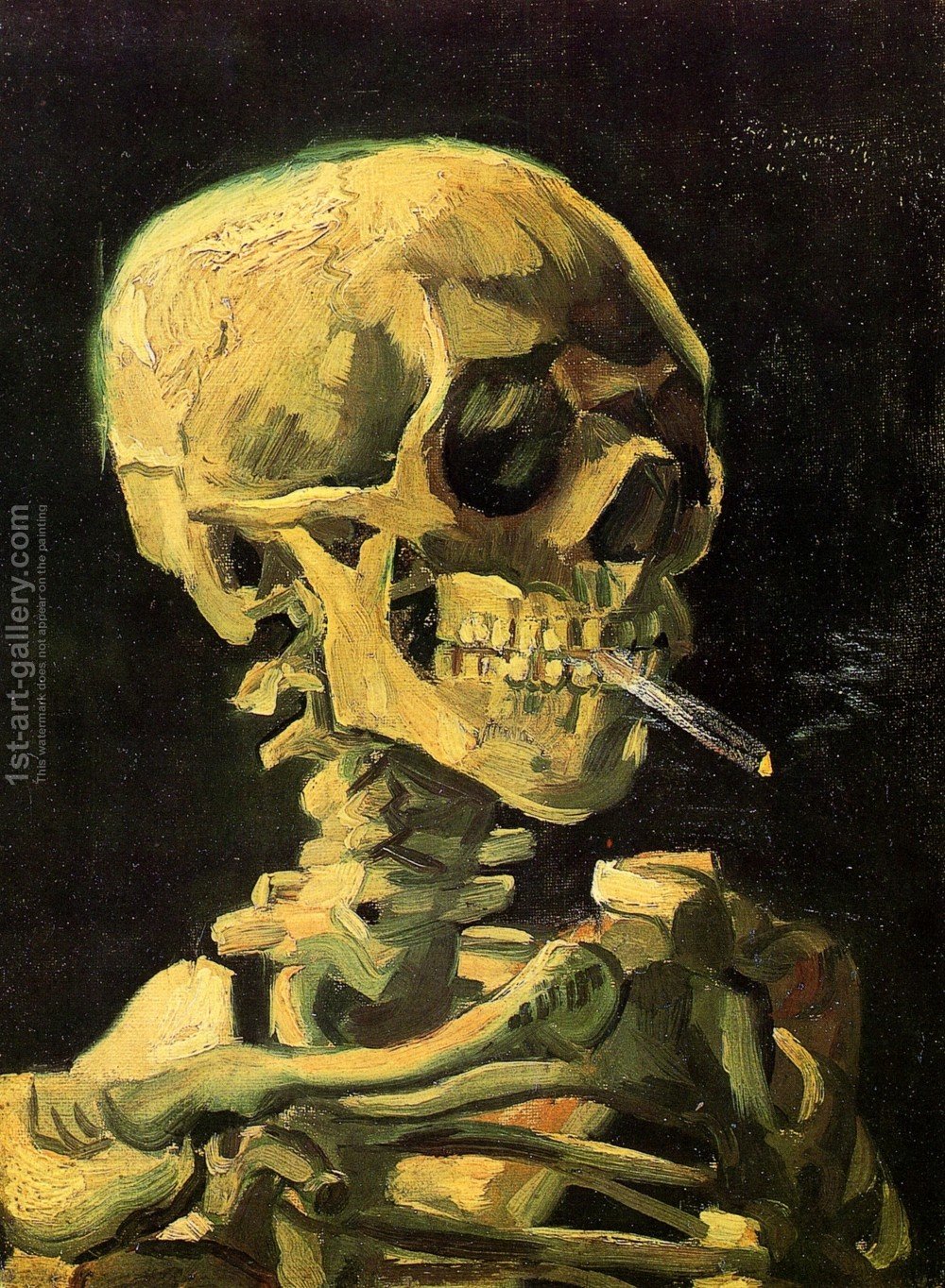 1000x1364 Skull With Burning Cigarette Vincent Van Gogh Reproduction 1st - Famous Skull Painting