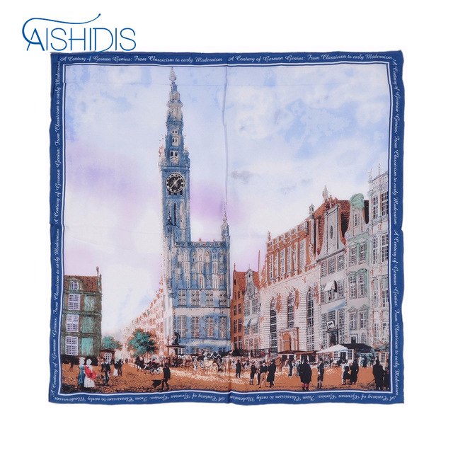 640x640 Fashion Ladies' Wraps Scarves 100% Real Silk Square Scarf World - Famous Square Painting