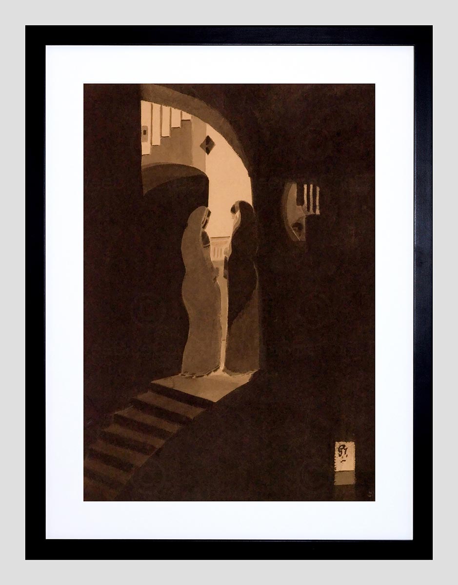 939x1200 Painting Tagore Meeting At The Staircase Framed Art Print 12x16 - Famous Staircase Painting