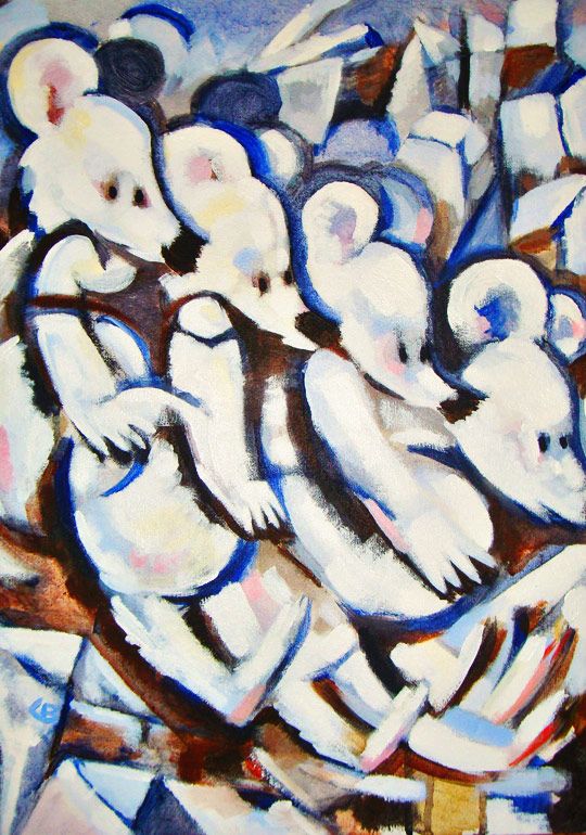 540x770 Peckinpaw Descending A By Leroy Brown. Acrylic Painting - Famous Staircase Painting