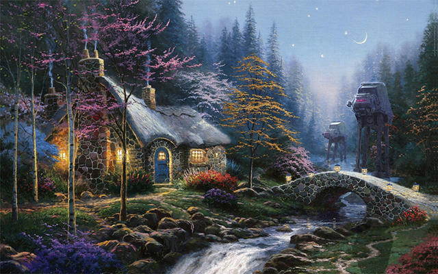 640x400 Artist Adds Star Wars Themes To Thomas Kinkade Paintings - Famous Star Painting