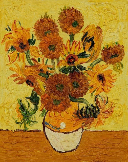 506x640 Still Life With Sunflowers Vii By Vincent Van Gogh Famous Handmade - Famous Sunflower Painting