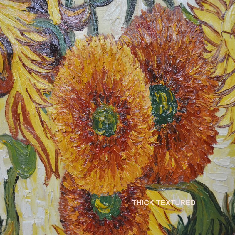 800x800 Textured Van Gogh Famous Reproduction Sunflower Picture Oil - Famous Sunflower Painting