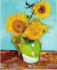 243x300 Three Sunflowers In A Vase Reproduction Van Gogh Studio - Famous Sunflower Painting