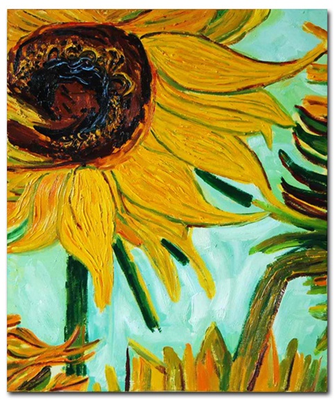483x578 Vase With Twelve Sunflowers (Detail) - Famous Sunflower Painting