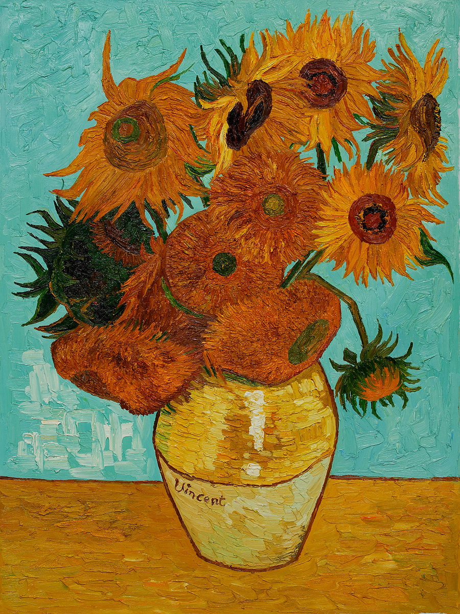 900x1200 Camille And The Sunflowers Van Gogh - Famous Sunflower Painting