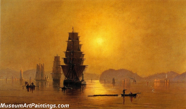 600x353 Famous Boat Painting Smoky Sunrise Astoria Harbor - Famous Sunrise Painting
