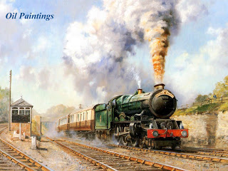 320x240 Creation Fine Art Inexpensive Through Imitation Oil Paintings - Famous Train Painting
