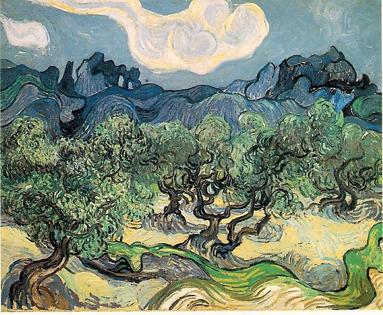 550x452 Olive Trees By Vincent Van Gogh. Famous Landscape Oil Painting - Famous Tree Painting