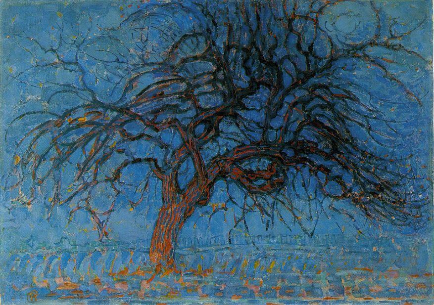 877x617 Piet Mondrian Avond Evening Red Tree Painting Framed Paintings - Famous Tree Painting