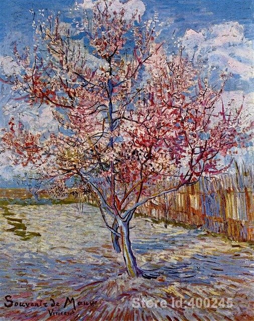506x640 Famous Oil Painting Peach Tree In Bloom In Memory Of Mauve Vincent - Famous Tree Painting