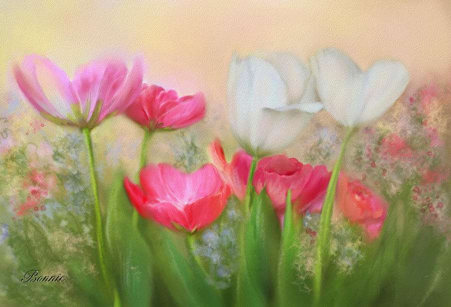 900x613 Tulip Garden Painting Bonnie Willis Fine Art Prints 160320 - Famous Tulip Painting