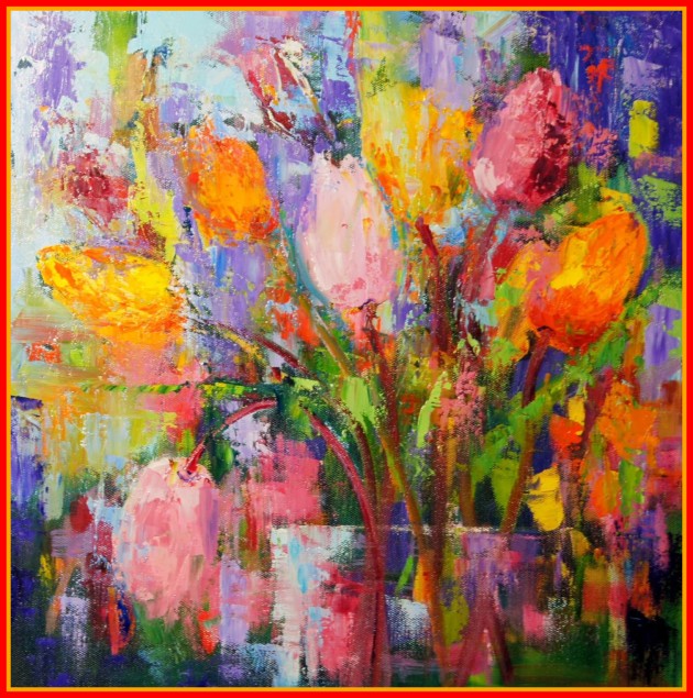 630x635 Appealing Marion U Floral Art Kaleidoscope Colourful Tulip Still - Famous Tulip Painting