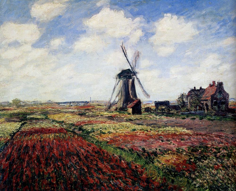 1000x810 Claude Monet Tulip Fields With The Rijnsburg Windmill Painting - Famous Tulip Painting