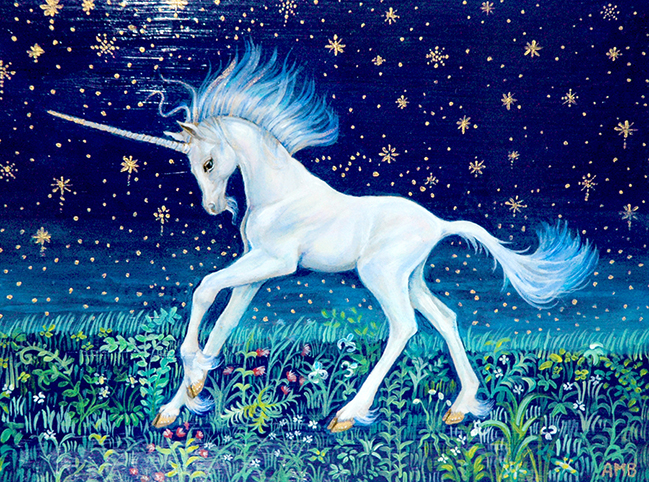 649x482 Hand Painted Unicorn Foal Wood Box Purse Anne Marie Broughton - Famous Unicorn Painting