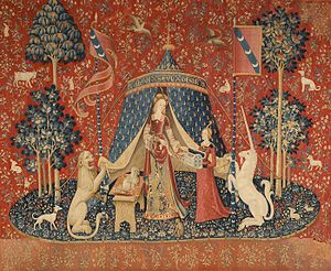 300x246 The Lady And The Unicorn - Famous Unicorn Painting