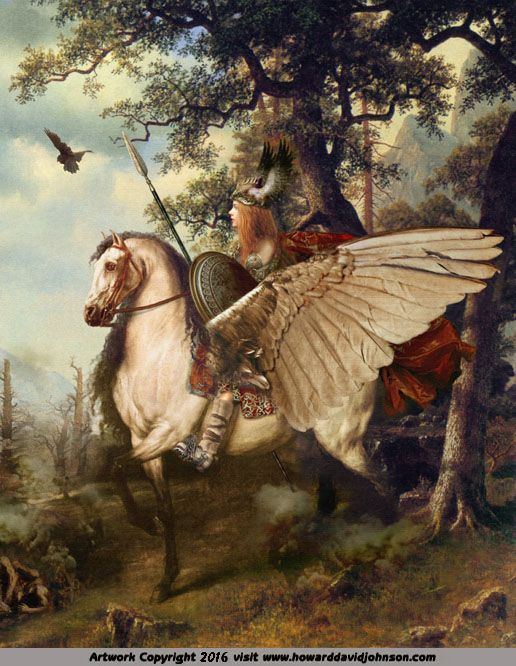 516x666 Valkyrie On Winged Steed Fine Art Mitologia Skandynawska - Famous Valkyrie Painting