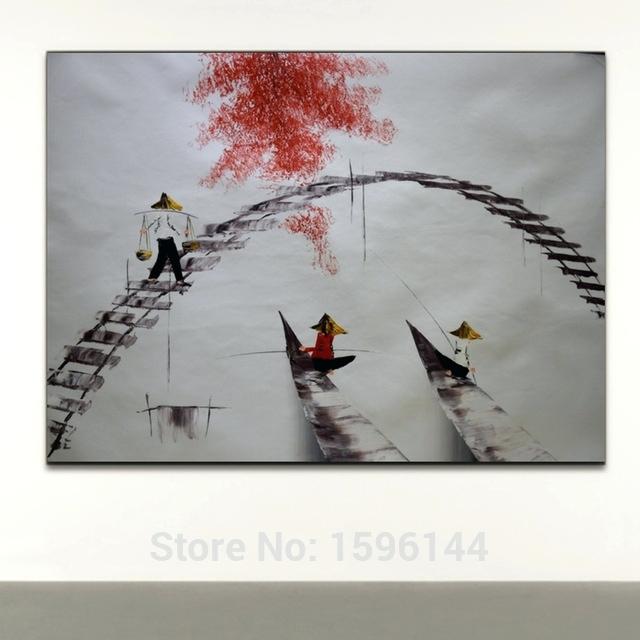 640x640 Viet Nam Wall Painting Fisherman Scenery Oil Painting Canvas Hand - Famous Vietnam Wall Painting