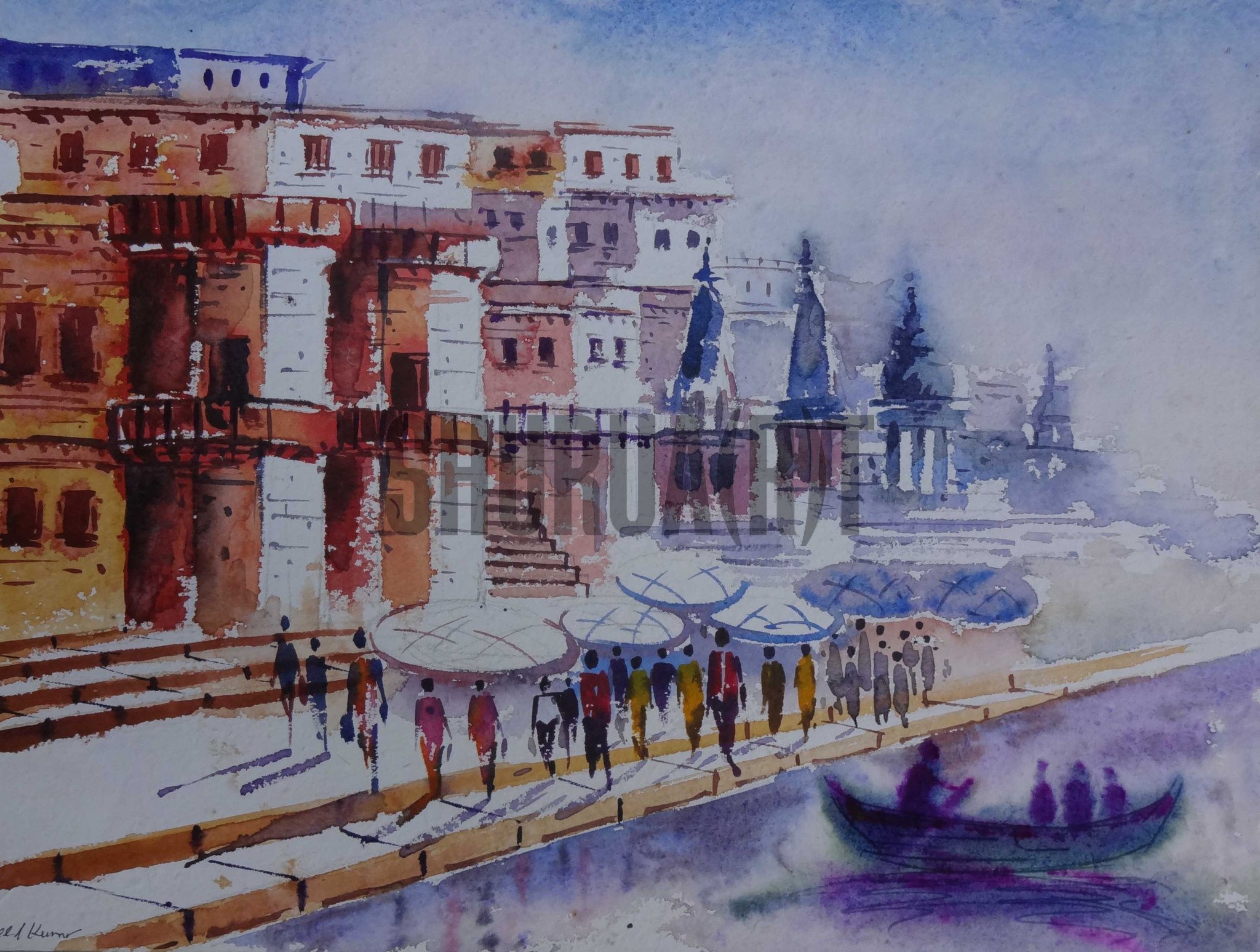 2048x1547 Painting Of Famous Varanasi Ghats Shurua(R)t - Famous Water Painting