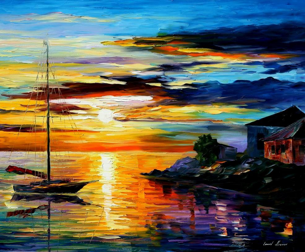 985x814 Sicily Messina Palette Knife Oil Painting On Canvas By Leonid - Famous Water Painting