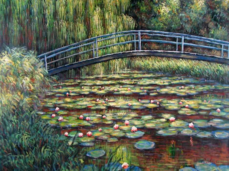 938x701 Claude Monet The Water Lily Pond Pink Harmony Painting Framed - Famous Water Painting