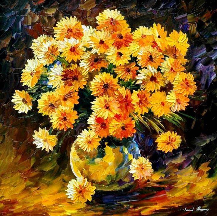 720x719 Pin By Mme On Leonid Afremov Pintura And Artist - Famous Yellow Flower Painting