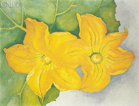 463x352 Squash Flowers I O'Keeffe Painting Reproduction 3887 Topofart - Famous Yellow Flower Painting