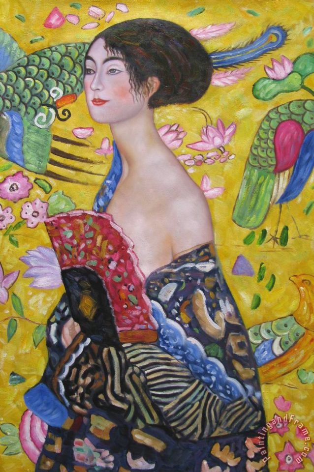 638x960 Gustav Klimt Woman With Fan Art Painting For Sale - Fan Art Painting