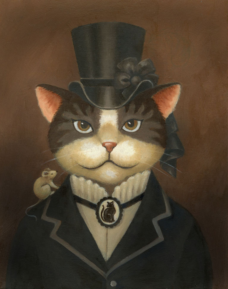 768x973 More Cat Art From A Dog Person Lisa Zador - Fancy Cat Painting