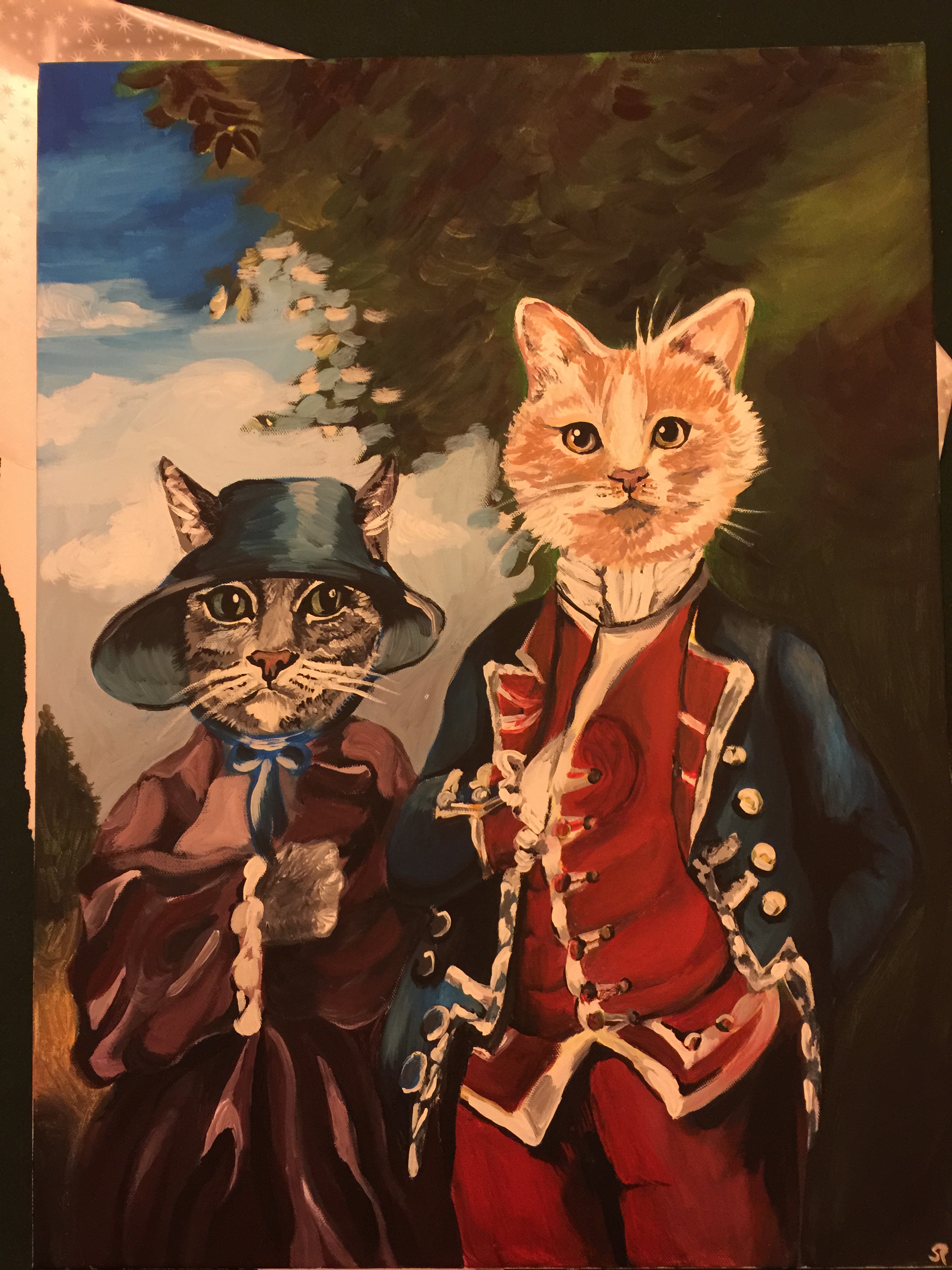 2448x3264 On A Whim I Paid My Girlfriend To Paint My Sister's Cats For Her - Fancy Cat Painting