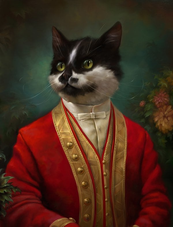 600x786 These Cats Could Be Mistaken For Royalty In These Fancy Cat Oil - Fancy Cat Painting