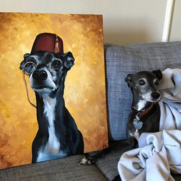 598x599 Melissa Vandiver Artist - Fancy Dog Painting