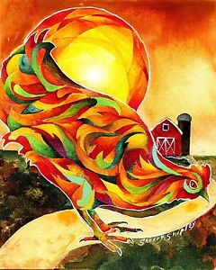 240x300 Fancy Feathers Hen Original 8x10 Acrylic Chicken Painting By - Fancy Painting