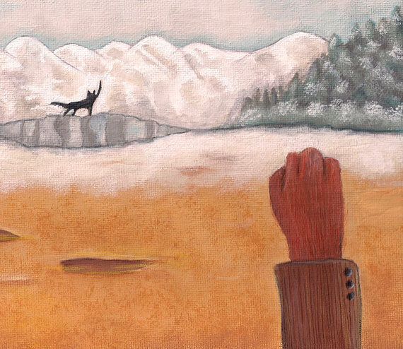 570x494 Fantastic Mr. Fox And The Wolf 5x7 Print Canis Lupus Vulpes - Fantastic Mr Fox Painting